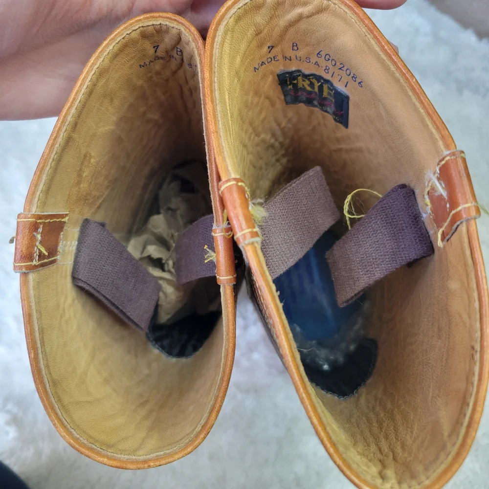 FRYE RARE Vintage Black Label Campus Stitching Horse Knee High Western Boots 7 - Picture 14 of 17